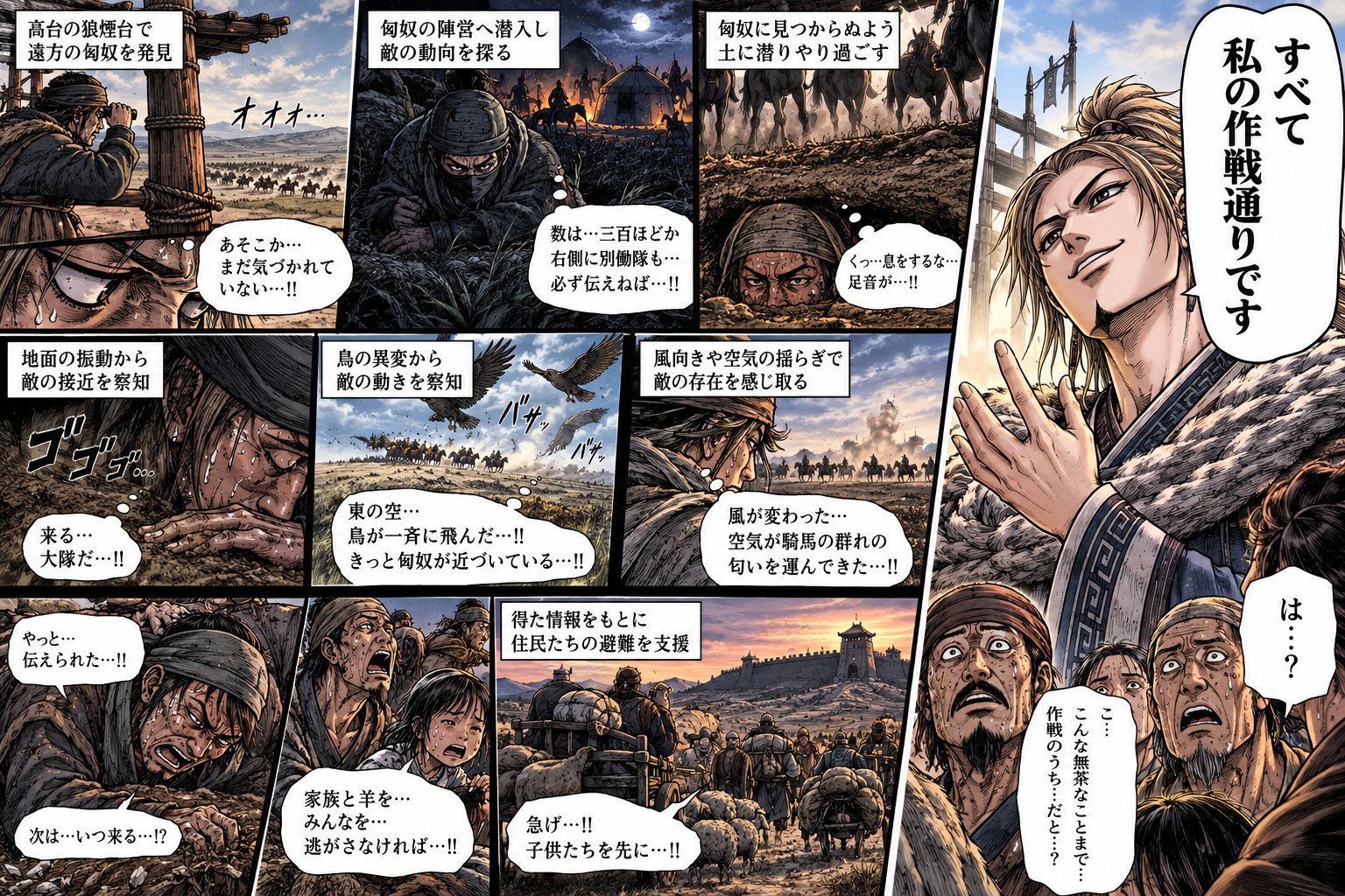 キングダム890話 雁門住民の索敵活動と李牧さん